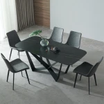 ขาย โต๊ะอาหารลายหินอ่อน Midnight Black Dining Table II