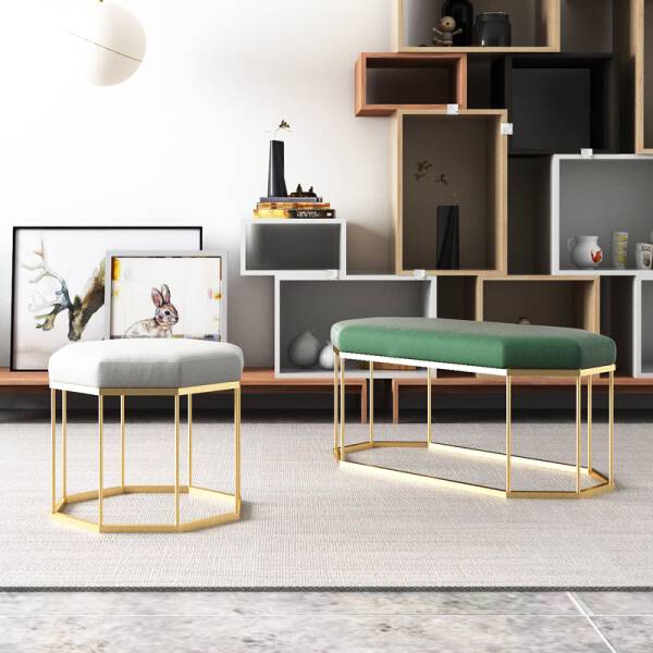 ขาย เก้าอี้ม้านั่งผ้ากำมะหยี่ Polygon Velvet Bench & Stool