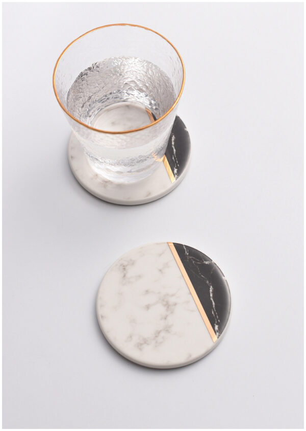ขาย แผ่นรองแก้วลายหินอ่อน Ceramic Coaster set 2 pcs