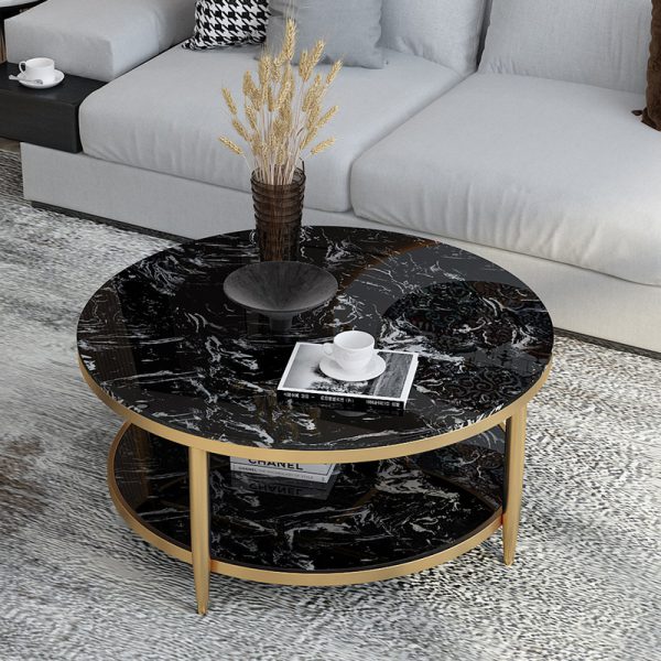ขาย โต๊ะกลางลายหินอ่อนสองชั้น Double Layers Marble Coffee Table