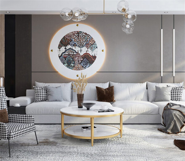 ขาย โต๊ะกลางลายหินอ่อนสองชั้น Double Layers Marble Coffee Table