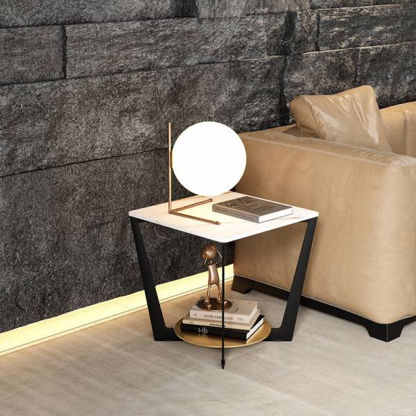 ขาย โต๊ะข้างโซฟาท็อปหินอ่อน Square Marble Side Table