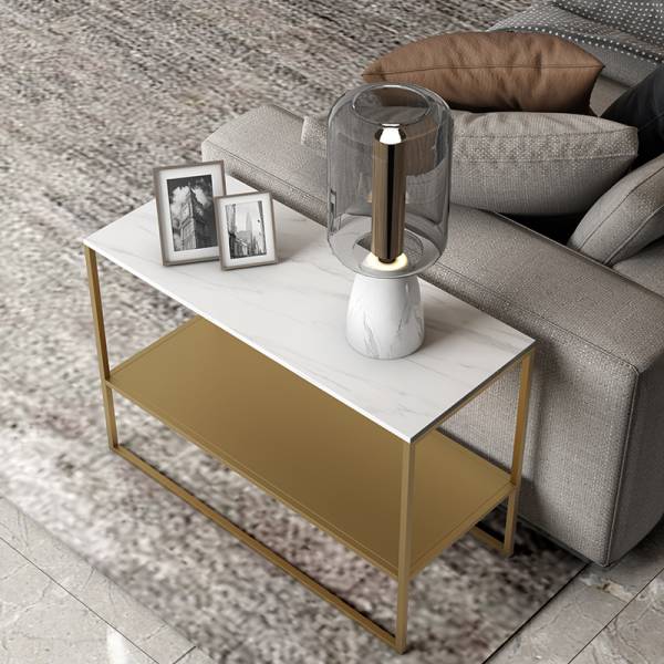 ขาย โต๊ะข้างอเนกประสงค์สำหรับแต่งบ้าน Two Layers Marble Side Table V