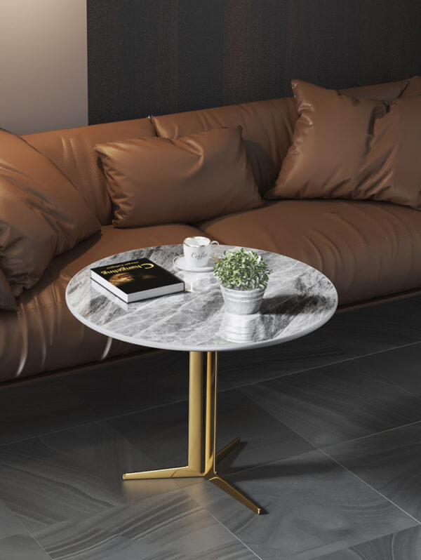 ขาย โต๊ะข้างโซฟาท็อปหินอ่อน Round Side Table III