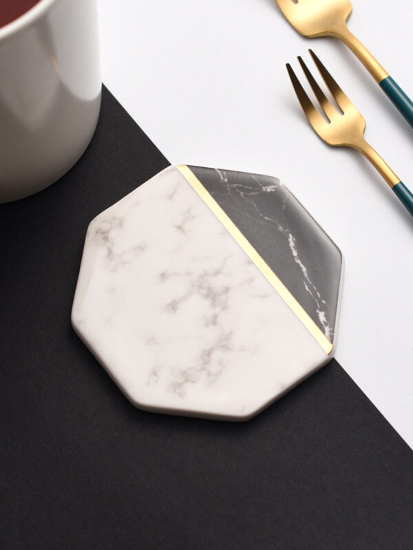 ขาย แผ่นรองแก้วลายหินอ่อน Ceramic Coaster set 2 pcs