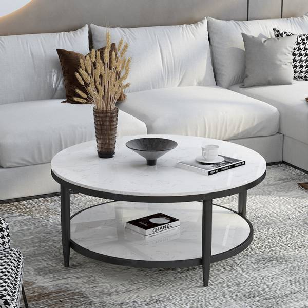ขาย โต๊ะกลางลายหินอ่อนสองชั้น Double Layers Marble Coffee Table