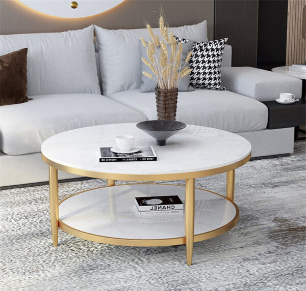 ขาย โต๊ะกลางลายหินอ่อนสองชั้น Double Layers Marble Coffee Table