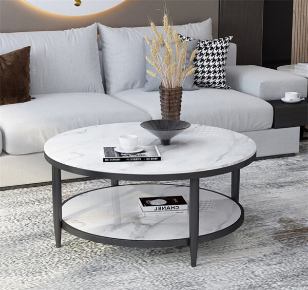 ขาย โต๊ะกลางลายหินอ่อนสองชั้น Double Layers Marble Coffee Table
