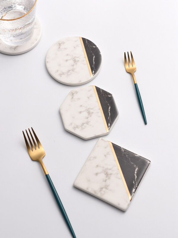 ขาย แผ่นรองแก้วลายหินอ่อน Ceramic Coaster set 2 pcs