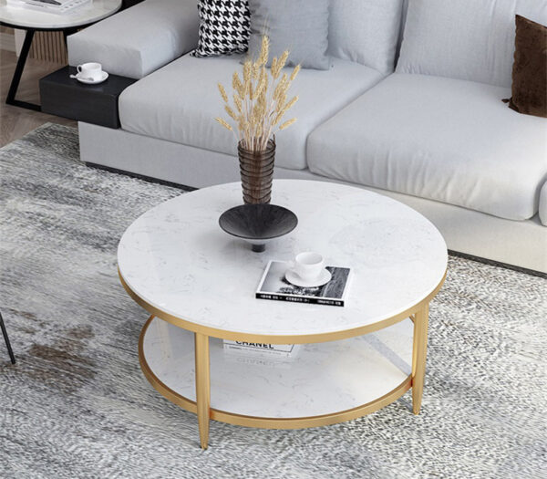 ขาย โต๊ะกลางลายหินอ่อนสองชั้น Double Layers Marble Coffee Table