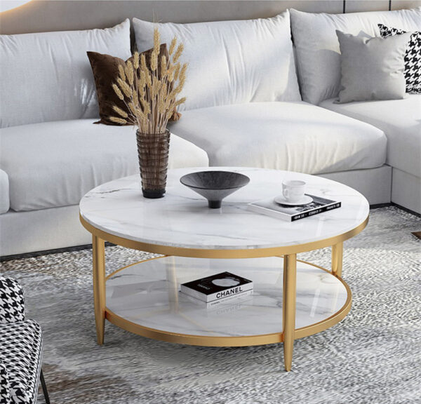 ขาย โต๊ะกลางลายหินอ่อนสองชั้น Double Layers Marble Coffee Table