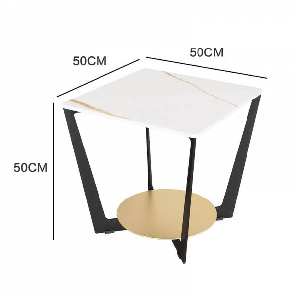 ขาย โต๊ะข้างโซฟาท็อปหินอ่อน Square Marble Side Table