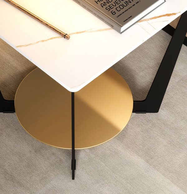 ขาย โต๊ะข้างโซฟาท็อปหินอ่อน Square Marble Side Table