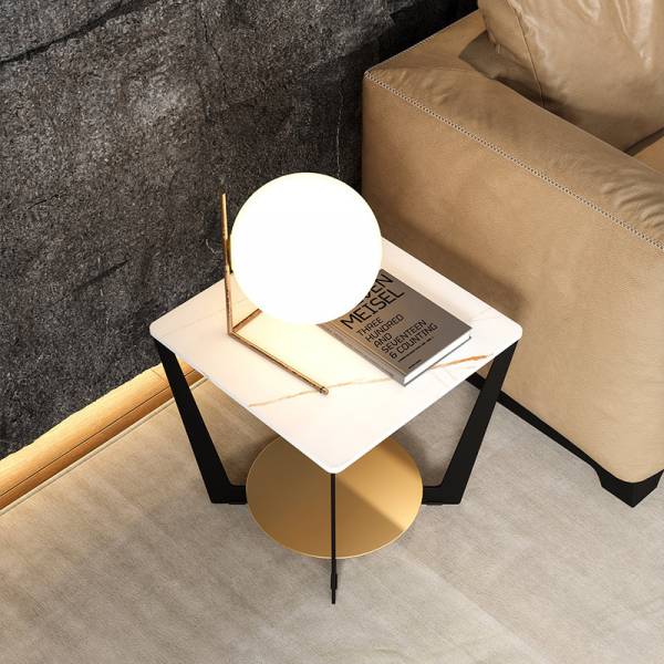 ขาย โต๊ะข้างโซฟาท็อปหินอ่อน Square Marble Side Table