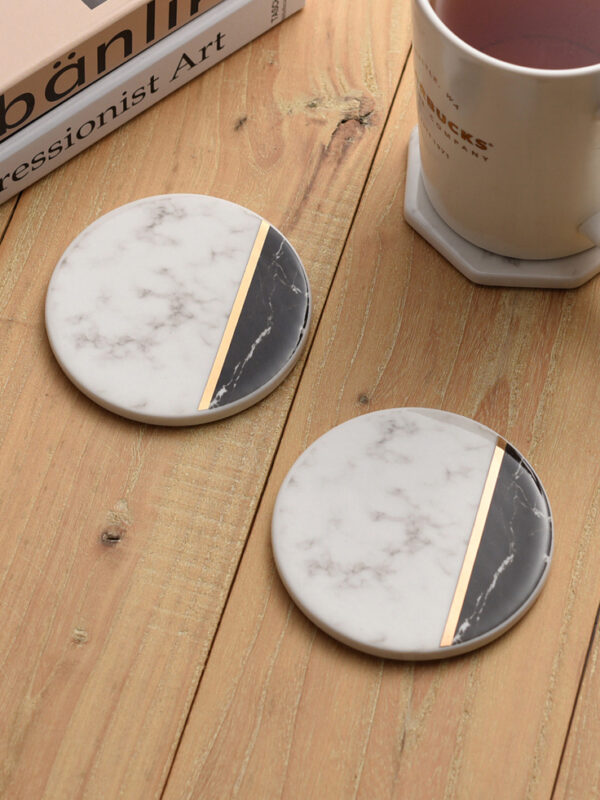 ขาย แผ่นรองแก้วลายหินอ่อน Ceramic Coaster set 2 pcs