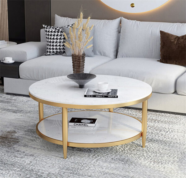 ขาย โต๊ะกลางลายหินอ่อนสองชั้น Double Layers Marble Coffee Table