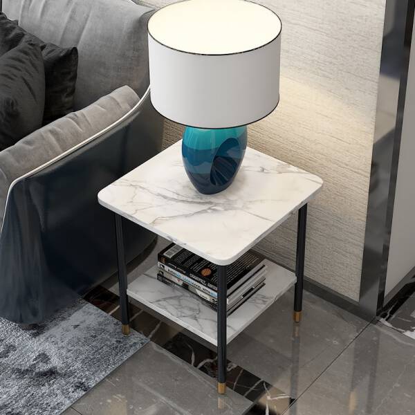 ขาย โต๊ะข้างท็อปหินอ่อน Marble Square Side Table II