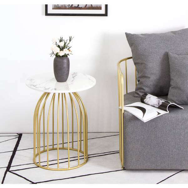 ขาย โต๊ะข้างโซฟาท็อปหินอ่อน Round Side Table IV