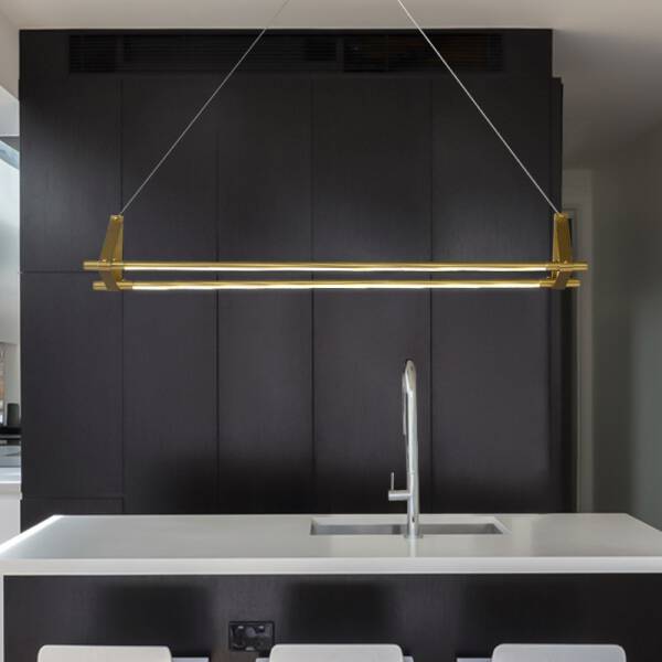 ขาย โคมไฟแต่งบ้านติดเพดาน Golden Long Chandelier Double Tubes