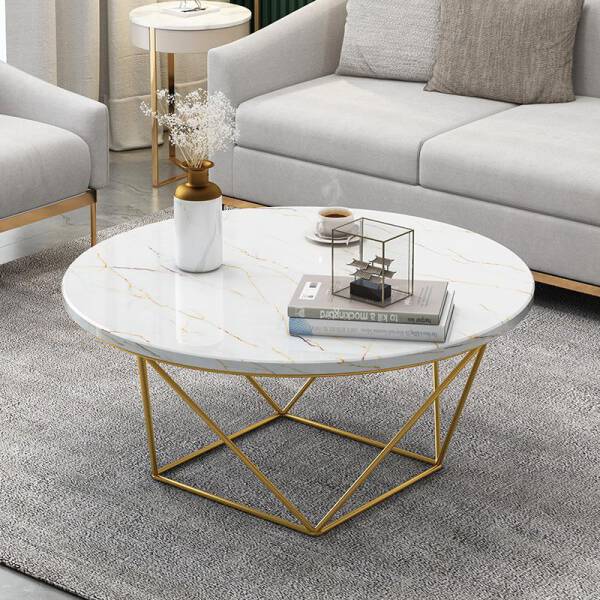 ขาย โต๊ะกลางท็อปหินอ่อน Round Marble Coffee Table