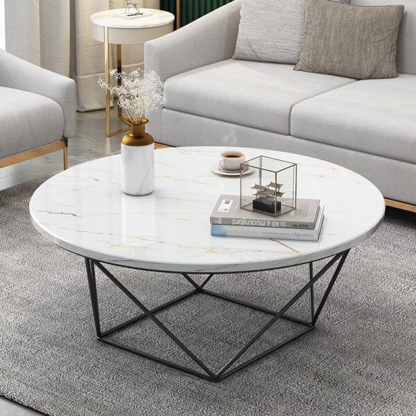 ขาย โต๊ะกลางท็อปหินอ่อน Round Marble Coffee Table