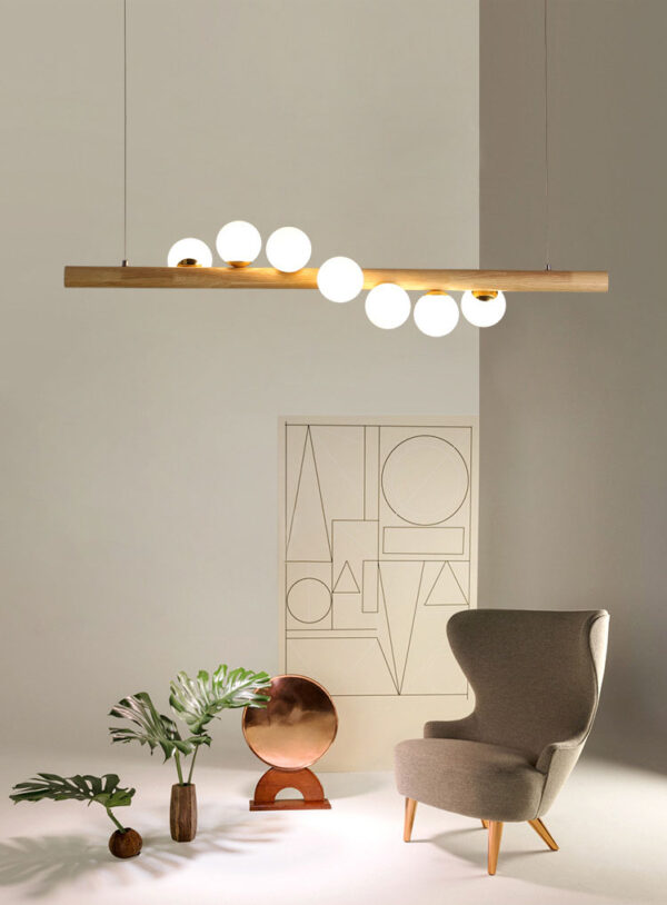 ขาย โคมไฟแต่งบ้านติดเพดาน Wooden Long Chandelier