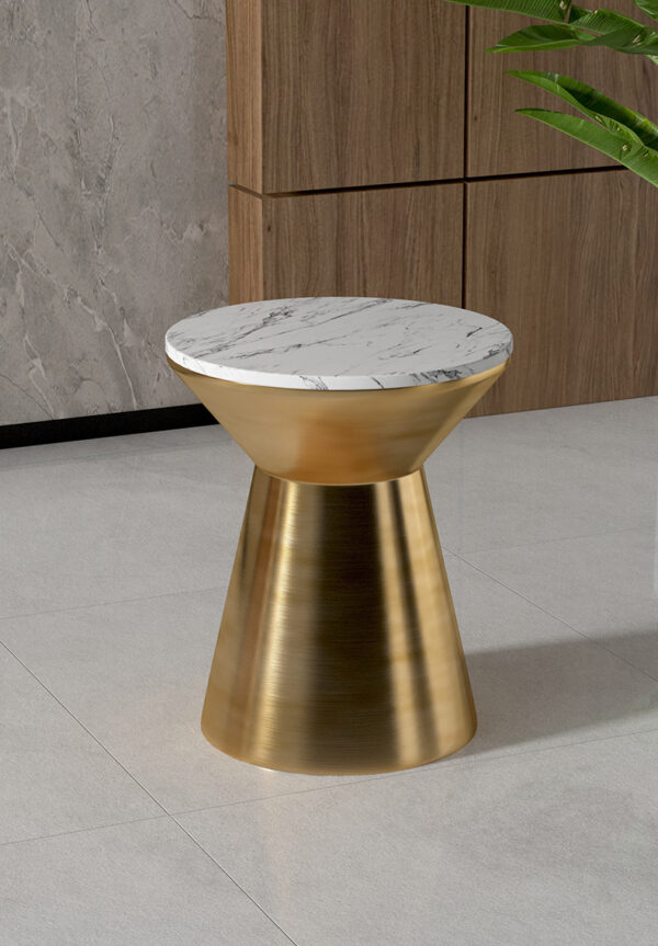 ขาย โต๊ะข้างท็อปหินอ่อน Home Decor Golden Marble Side Table