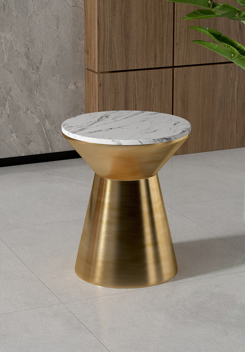ขาย โต๊ะข้างท็อปหินอ่อน Home Decor Golden Marble Side Table