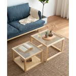ขาย ชุดโต๊ะกลางห้องรับแขก - Square Wooden Coffee Table Set