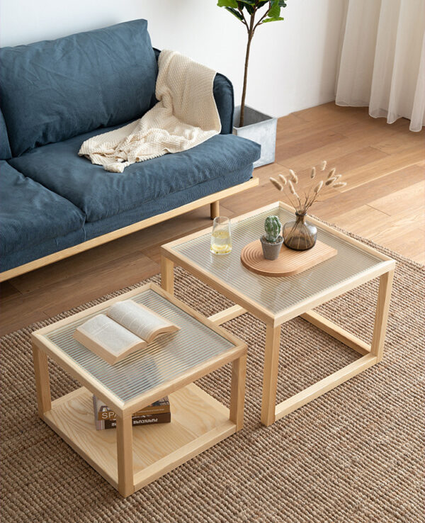 ขาย ชุดโต๊ะกลางห้องรับแขก - Square Wooden Coffee Table Set