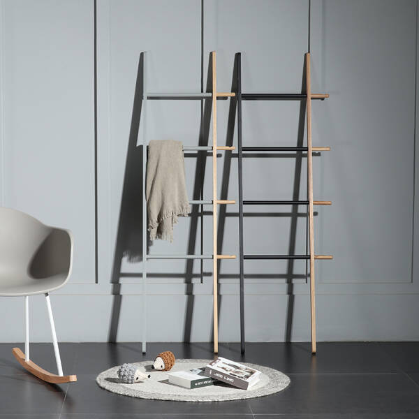 ราวแขวนเสื้อผ้า – Two-Tone Ladder Designed Cloher Shelf