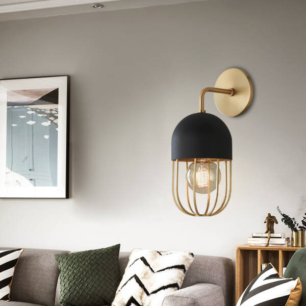 โคมไฟติดผนัง - Black & Gold Wall Decor Lamp - Image 4