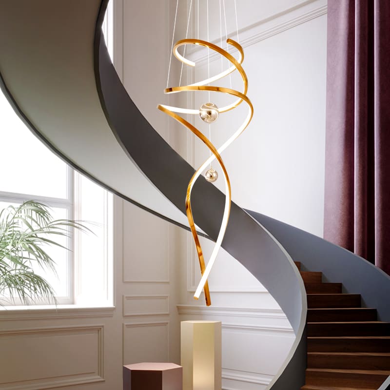 โคมไฟแต่งบ้านติดเพดาน – Twist Designed Decor Stair Chandelier