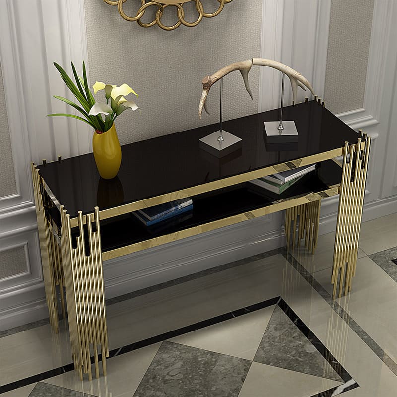 โต๊ะวางของสำหรับตกแต่งบ้าน – Gold Luxury Designed Sideboard