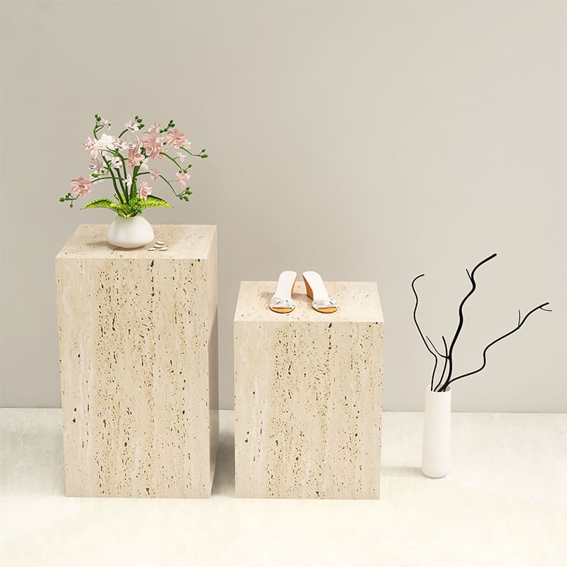 โต๊ะข้างตกแต่งบ้าน – Travertine Designed Side Table II