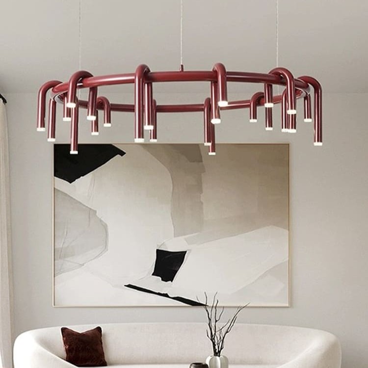 โคมไฟแต่งบ้านติดเพดาน – Red Designed Circle Decor Ceiling Lamp