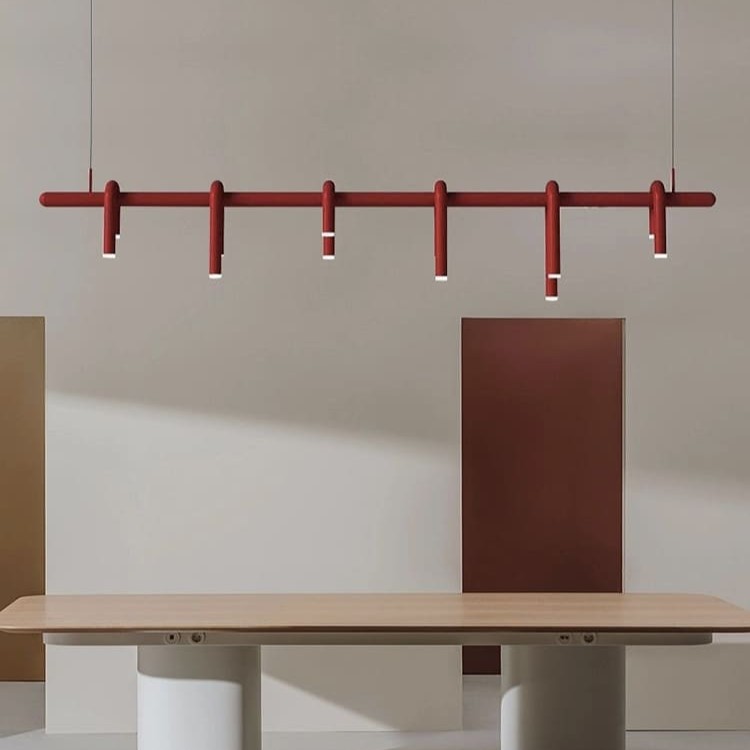 โคมไฟแต่งบ้านติดเพดาน – Red Designed Long Decor Ceiling Lamp