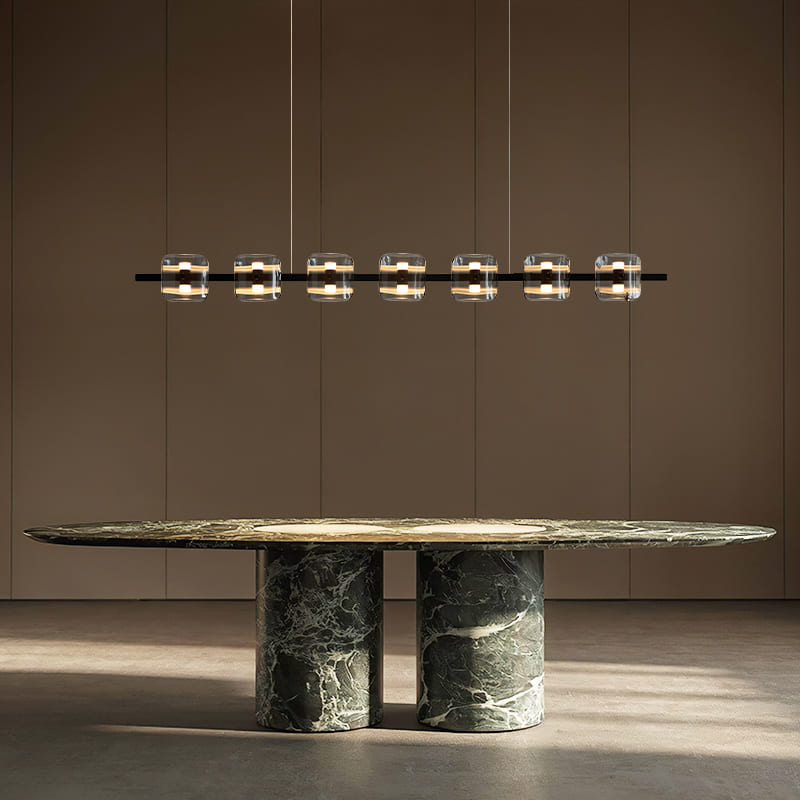โคมไฟแต่งบ้านติดเพดาน – Glass Black Designed Long Ceiling Lamp III