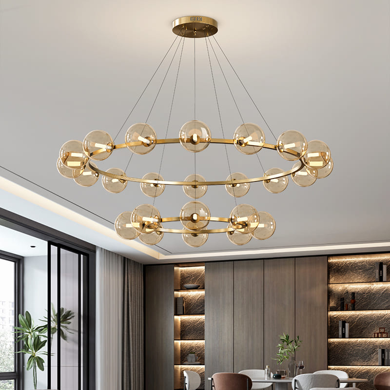 โคมไฟแต่งบ้านติดเพดาน – Circle Ball Designed Chandelier III Set