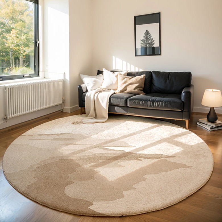 พรมแต่งบ้าน – Luna Beige Round Carpet