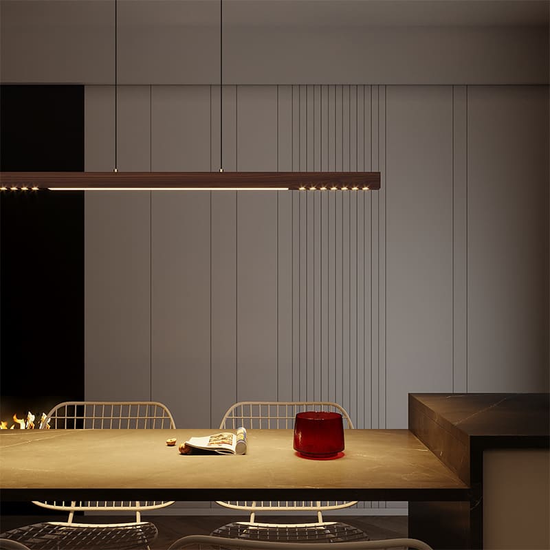 โคมไฟแต่งบ้านติดเพดาน – Wooden Designed Long Ceiling Lamp XI