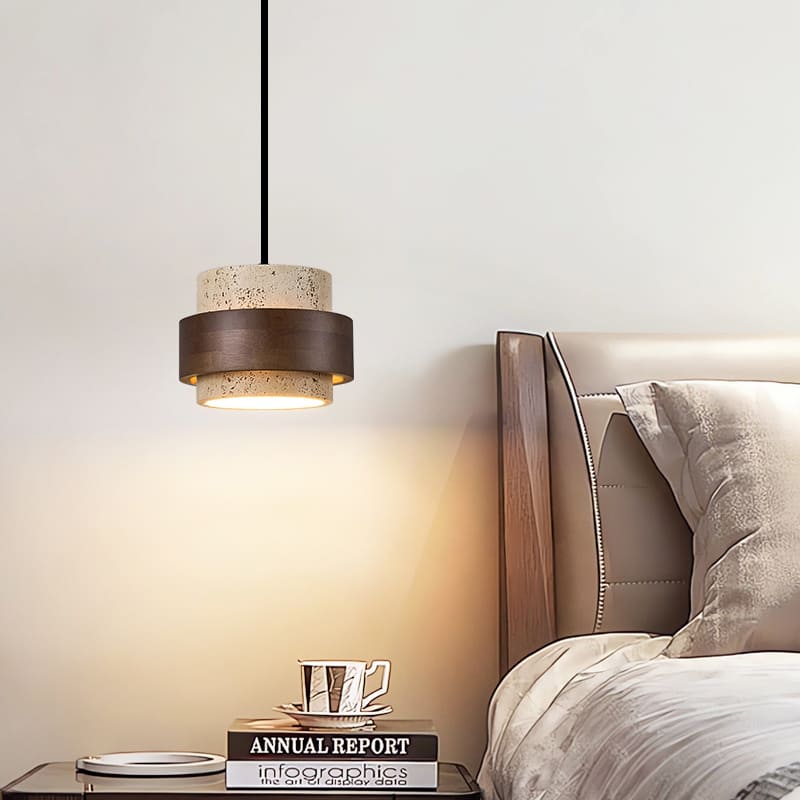 โคมไฟแต่งบ้านติดเพดาน – Wooden Travertine Ceiling Lamp XIV