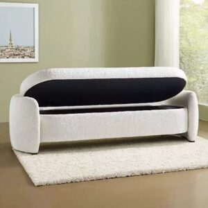 ม้านั่งสำหรับตกแต่งบ้าน – Modern Boucle Storage Bench