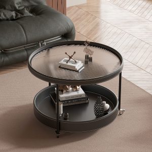 โต๊ะกลางห้องรับแขก – Arden Rolling Glass Center Table