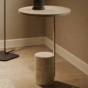 โต๊ะข้างตกแต่งบ้าน - Based Travertine Designed Side Table