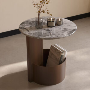 โต๊ะข้างตกแต่งบ้าน - Wooden Marble Designed Side Table III