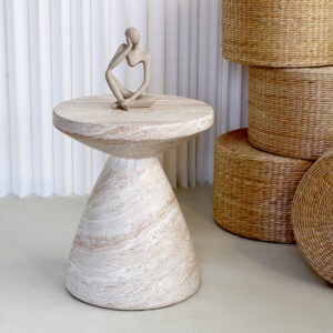 โต๊ะข้างตกแต่งบ้าน - Travertine Designed Side Table IV