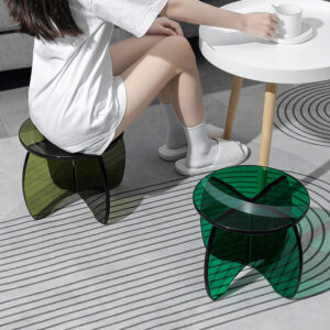 เก้าอี้สำหรับตกแต่งบ้าน - Acrylic Circle Designed Stool XII