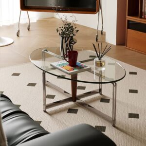 โต๊ะกลางห้องรับแขก - Oval Designed Glass Center Table