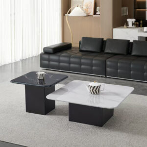 ชุดโต๊ะกลางห้องรับแขก - Square Curve Marble Center Table Set